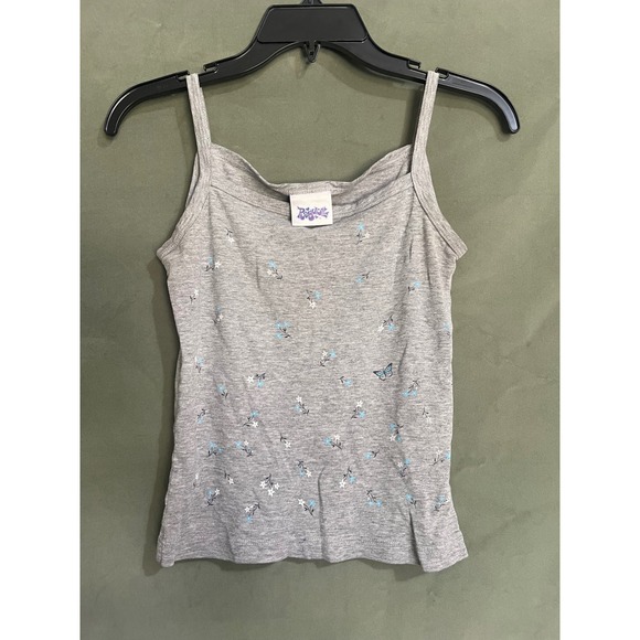Ragdoll Tops - Vintage Ragdoll Gray Floral Butterfly Cami Tank Kids Medium Fits Womens XSmall